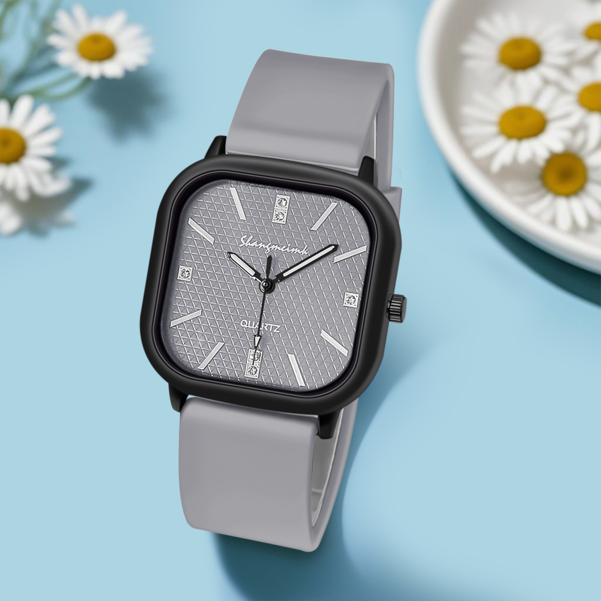 Reloj de cuarzo con caja cuadr - Silicone Band Women reseña y precio