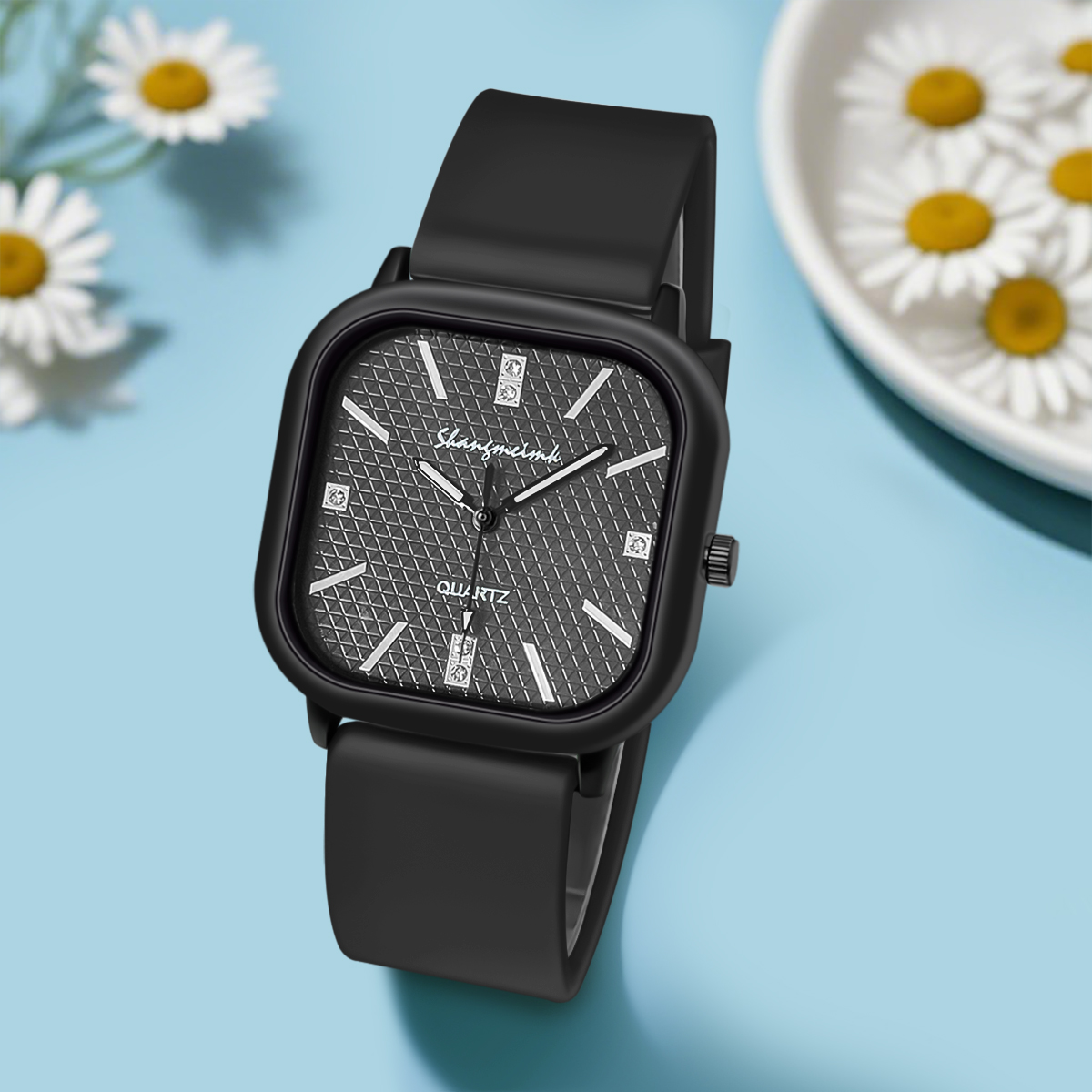 Reloj de cuarzo con caja cuadr - Silicone Band Women reseña y precio