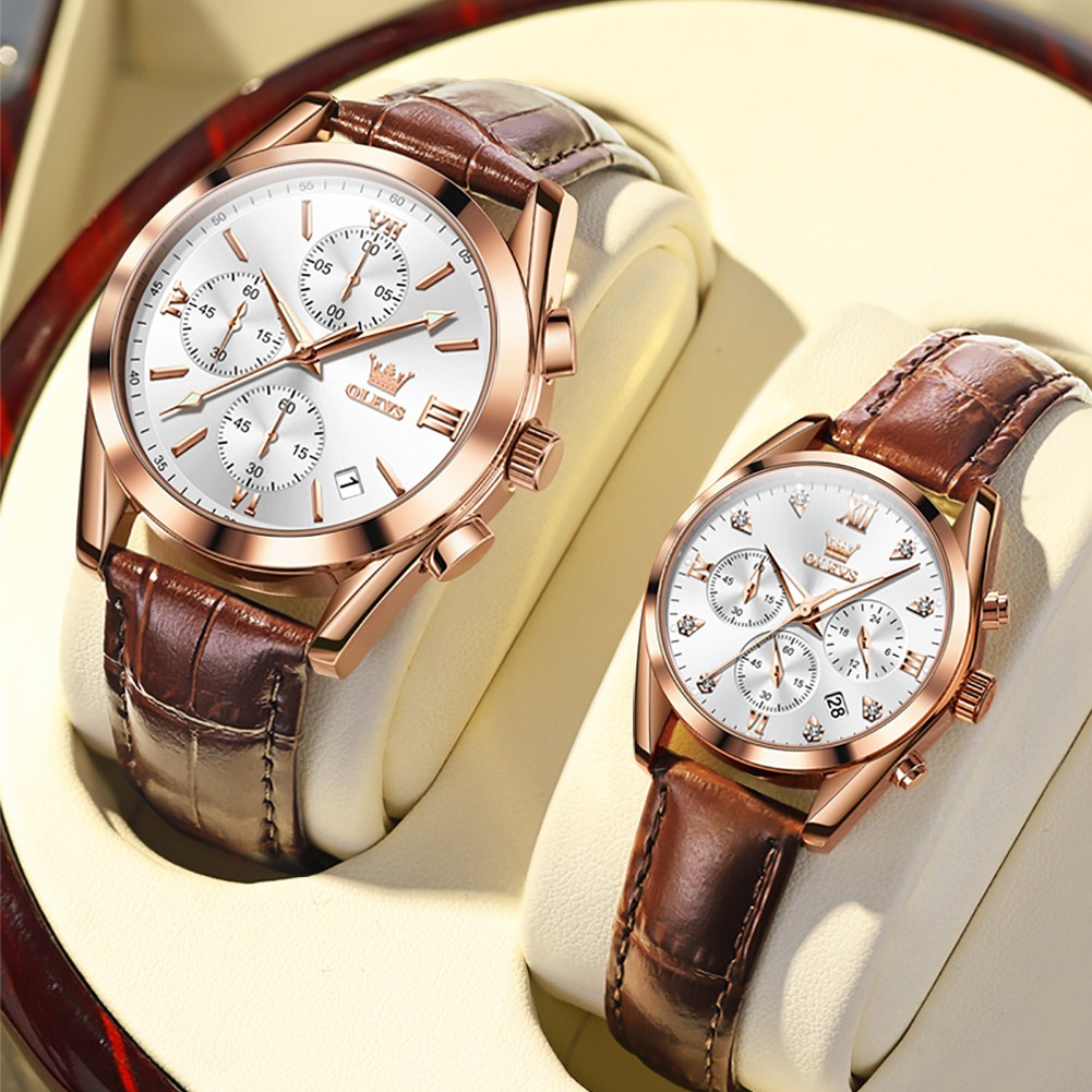 OLEVS-Reloj de pulsera de cuar - Leather Watch Band Men reseña y precio