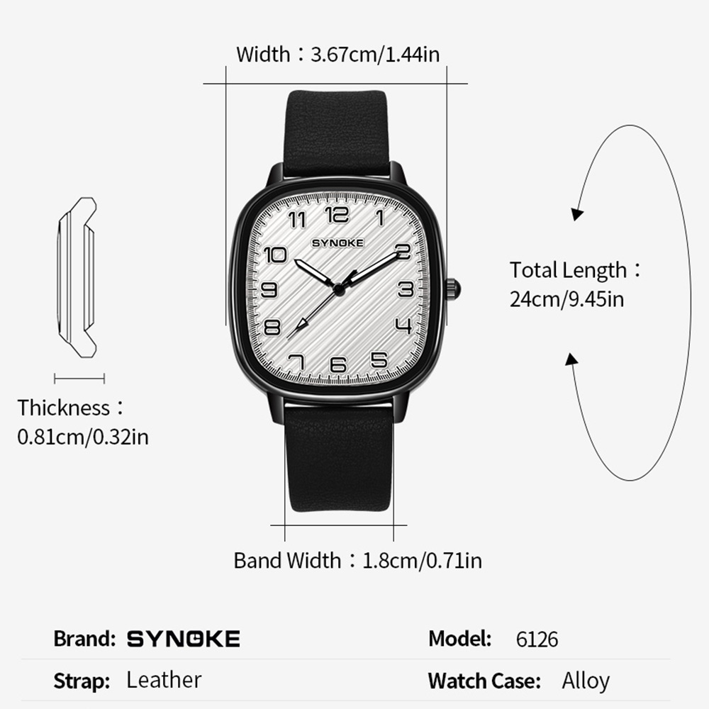 Reloj para hombre SYNOKE, caja - Leather Watch Band Men reseña y precio